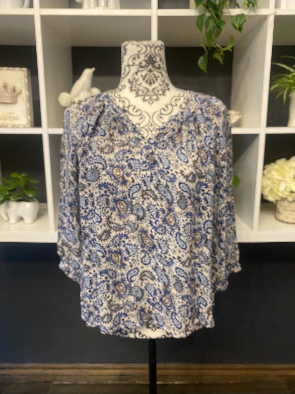 Part Two Blue Paisley V-Neck Blouse